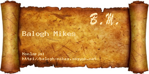 Balogh Mikes névjegykártya